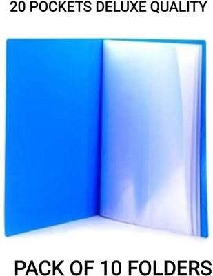 R K SALES Plastic Poly Propylene Display Pocket Files A-4 Size(Set Of 10, Blue)