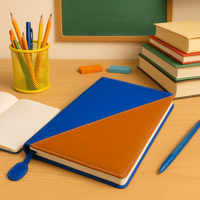 Leffit Leather FILE FODLER(Set Of 1, blue and orange)
