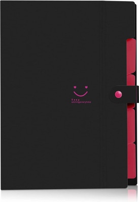 NISUN Polypropylene 5 Pockets A4 File Organizer, Expanding File Folder,Document Organizer(Set Of 1, Black)