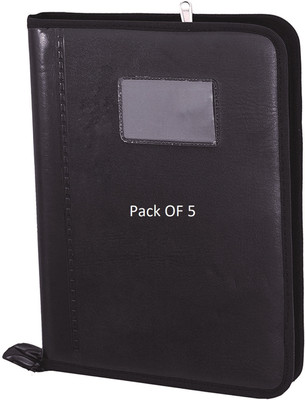 SHINING ZON Lather Portfolio File Folder PortFolio File(Set Of 5, Black)