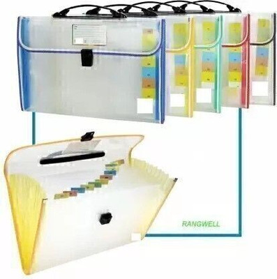 SHUANG YOU Plastic plastic Presents Plastic File 13 Folder F/C Expanding Bag with Handle(Set Of 1, Multicolor)