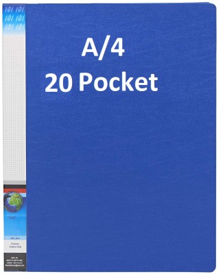 canoff PLASTIC 20 Pocket Display File /Leaf Fil (A4, Blue) Clear Book File Display File(Set Of 20, Blue)