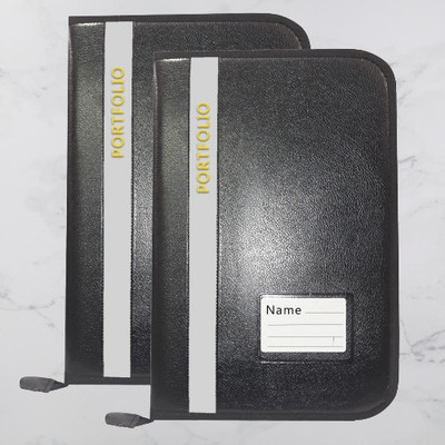 Parthav PU Leather 20 Leefs Office Document File Folder(Set Of 2, Grey)