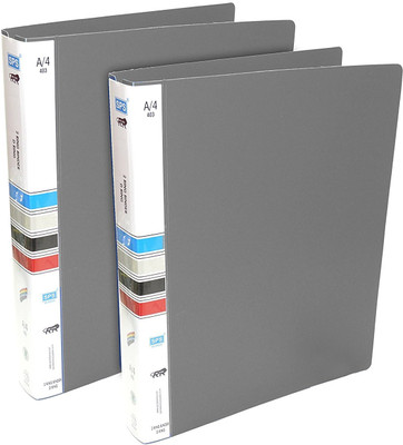canoff PLASTIC Plastic 2D A4 Size Ring Binder Box File - Pack of 2(Set Of 2, Grey)