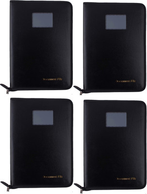 Flipkart SmartBuy PU Leather File Folder(Set Of 4, Black)