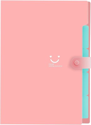 NISUN Polypropylene 5 Pockets A4 File Organizer, Expanding File Folder,Document Organizer(Set Of 1, Pink)