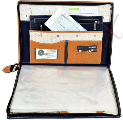 futureX PU Leather File & Document Holder(Set Of 1, Orange, Blue)