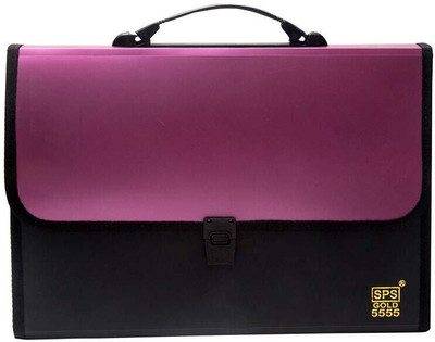 GPN PRINT Plastic Presents Plastic File Folder F/C Expanding Bag with Handle 5555(Set Of 1, Pink, Black)