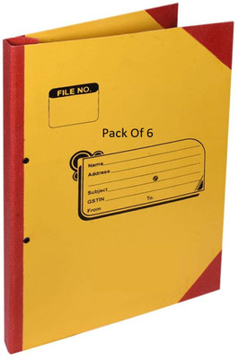 SHINING ZON Cardboard Cloth Corner Paper Spring File For Documents Certificates(Set Of 6, Yellow)