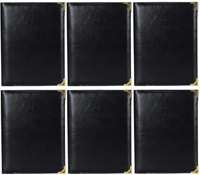 CAMPIO PU Leather 6 Leafs Premium Menu Folder for Hotel & Restaurant Check Presenter for Hotels(Set Of 6, Black)