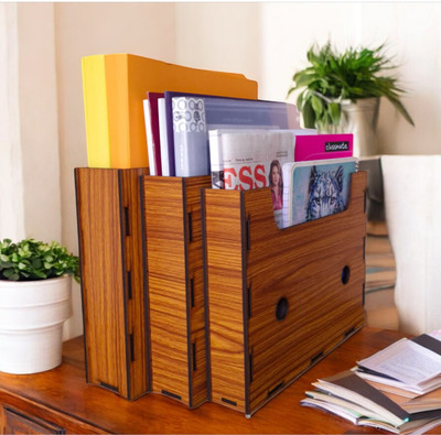 Giftingcare MDF File Organizer 3 box Paper Tray For Office Desk, Horizontal,Vertical arrangement(Set Of 3, Brown)