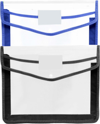Flipkart SmartBuy Polypropylene Document Bag File Folder(Set Of 2, Black, Blue)