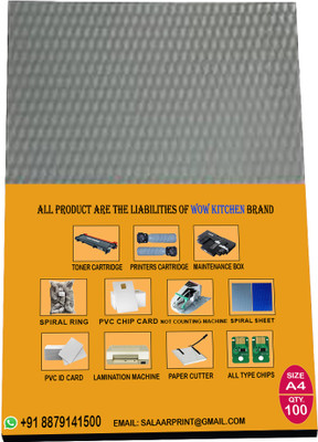 WOW Kitchen Best Quality PVC spiral book binding sheet Page A4 Size Spiral Binding Sheet(Set Of 100, Grey)