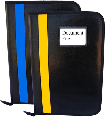 Kopila PU Leather Document,Certificate File Folder With 20 leefs and 3 Inner Pocket(Set Of 2, Skyblue & Yellow)