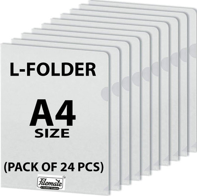 FileMate A4 size L-Folder(Pack of 24 pcs)(Size: 12.25 X 8.75 inch)(Made up with Clear Transparent Sheet)(Set Of 24, Clear and Transparent)