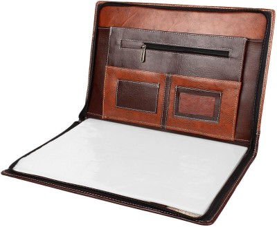 Eclet B4 Size Brown Leather Document File Folder Certificates,Holder Pu Leatherette Material Professional Waterproof Chain File Office File with 20 Leafs,(Set Of 1, Brown)