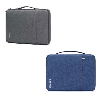 HANDCUFFS Cotton Document Bags Waterproof Portfolio Organizer Zipper Case Professional File Folders Bag(Combo)(Set Of 2, Grey/Blue)