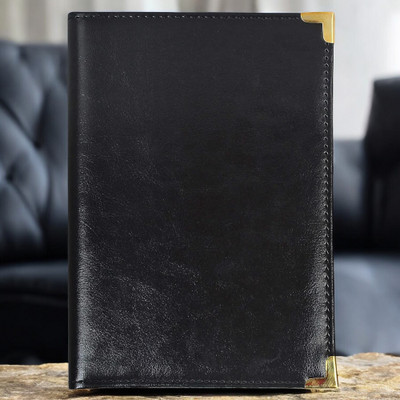 CAMPIO Faux Leather A5 Bill Folder for Restaurant & Hotel with Card & Receipt Business File Folder(Set Of 6, Black)