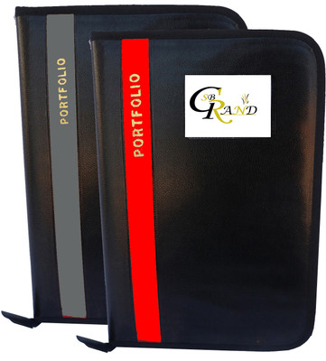 SB GRAND PU Leather Document File Folder With 20 Leaf's for Certificates and Document A4/FS Size(Set Of 2, Grey, Red)