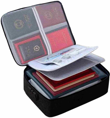 CRAVEKIT polyster Document Organizer Bag Multilayer Travel File Organiser Waterproof Document Storage Folder with Safe Code Lock for A4 Documents, Certificates, Passport, Home, Office(Set Of 1, Black)