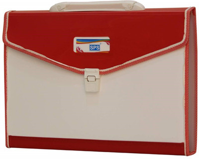 THR3E STROKES Plastics Expanding File Folder for Documents, Certificates, Letter A4 Size File Organizer with Carry Handle(Set Of 1, Red)