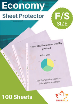True-Ally A4 Size Pack of 100 Sheets Sheet Protectors 11 Holes Punched(Set Of 1, Transparent)