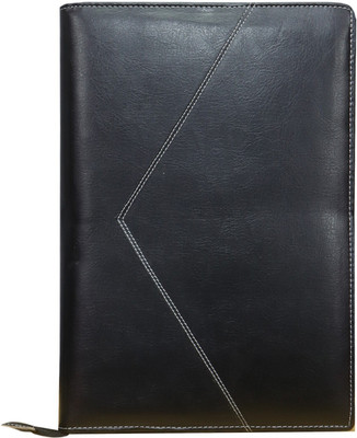 Parthav PU Leather Document file folder for certificates(Set Of 1, Black)