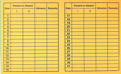 Tia Crafts Paper Attendance Card for Daily Payroll Wages Workmans(Set Of 500, Multicolor)
