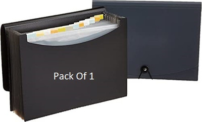 SHINING ZON Pp 13 Pocket Expanding File Folder For Document Certificates(Set Of 1, Black)