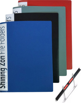 SHINING ZON Spring File Folder Spring File(Set Of 10, Black, Blue, Grey)
