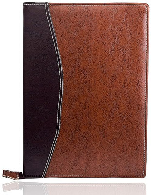 Eclet B4 Size Brown Leather Document File Folder Certificates, Legal Paper Holder Pu Professional Waterproof Chain File Office File with 20 Leafs,(Set Of 1, Brown)