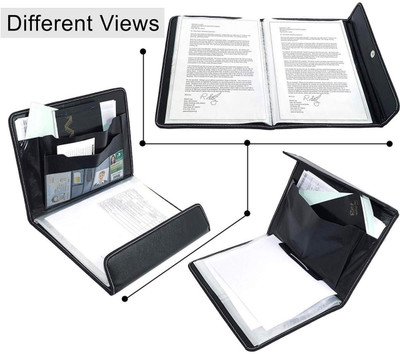 KKSW Leather Executive File Folder for A4 Size Document for Office Use (10 Sleeves)(Set Of 1, Black)