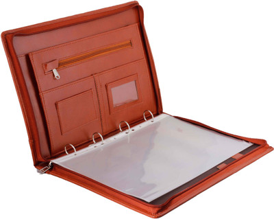 ZesTale Professional leatherette 4 Ring Document File Folder/ Certificate Folder/Document Holder(With 40 Leaves)(Set Of 1, Tan)