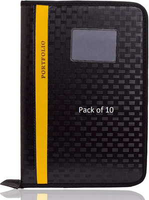 SHINING ZON Lather Portfolio File Folder PortFolio File(Set Of 10, Black)