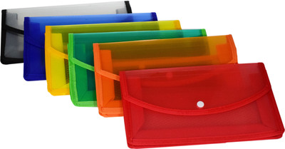 GO CLASSIC Plastic & Synthetic Document Bag(Set Of 5, Red, Blue, Green, Yellow, Orange)