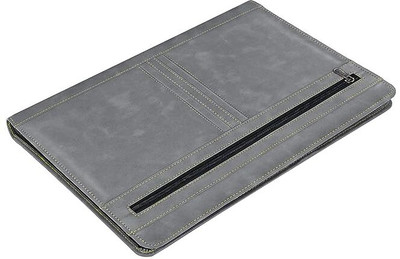 Bluedeal Leather PU Leather 20 Sleeves File Folder for Certificatel Documents Organizer Bag(Set Of 1, Grey)
