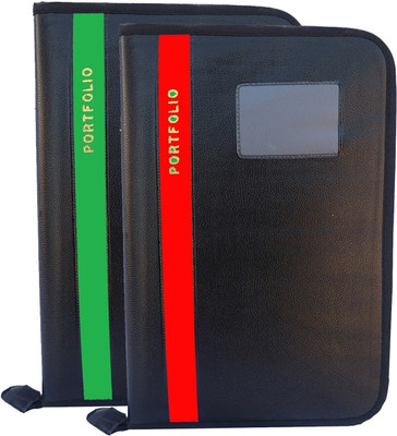 Kopila PU Leather High Quality 20 Leaf office file/Certificate file/file cover/Zip file folder Green & Orange Set of 2 A4 & FS Size(Set Of 2, Green & Orange)