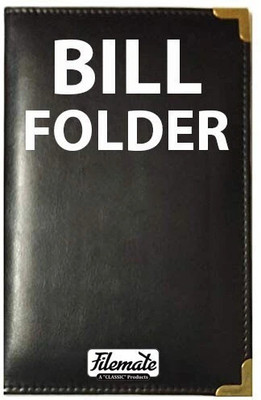 futureX Bill Folder for Restaurants or Hotels with Card and Receipt Holder (Size: 9 X 6.25 inch) (Golden Steel Corner) / Bill Holder(Set Of 1, Black)