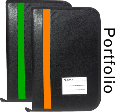 Leffit Leather File Foldar(Set Of 2, Green And Orange)