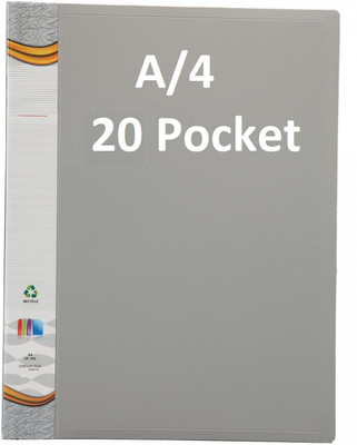 vavia PLASTIC 20 Pocket Display File /Leaf Fil (A4, GREY) Clear Book File Display File(Set Of 1, Grey)