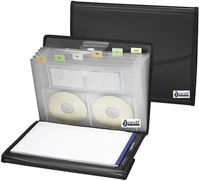 jewett Expanding File Folder with Lined Notebook, 7-Pocket Accordion File Organizer File Folder(Set Of 1, Black)