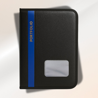 WTS GLOBAL PU Leather Portfolio Folder(Set Of 1, Blue, Black)