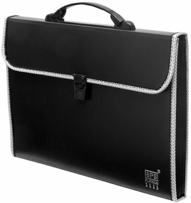 Rangwell plastic Presents Plastic File Folder F/C Expanding Bag with Handle 1111 (Black)(Set Of 1, Black)