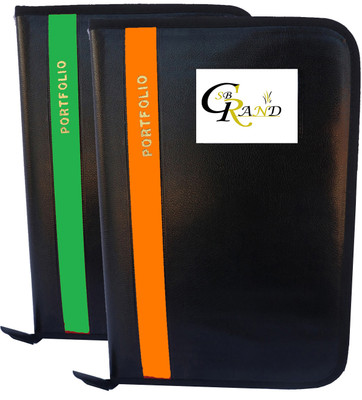 SB GRAND PU Leather Document File Folder With 20 Leaf's for Certificates and Document A4/FS Size(Set Of 2, Green, Orange)