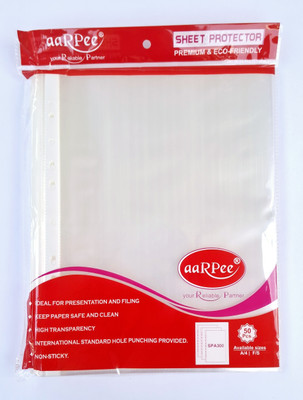 aarpee Polypropylene Sheet Protector | A4 size | 300 micron thickness | Document sleeves with 11 punch holes(Set Of 50, Transparent)