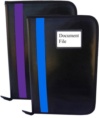Kopila PU Leather Document,Certificate File Folder With 20 leefs and 3 Inner Pocket(Set Of 2, Purple & Skyblue)