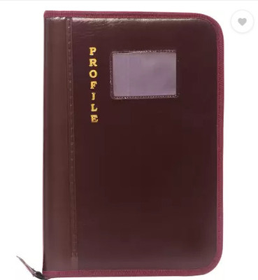 Rudra PU Leather Red File Folder Zipper Lock A4 Professional Document Bag Conference Folder Use(Set Of 1, Red)