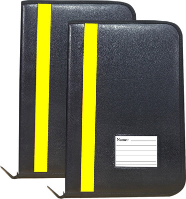 Parthav Leather file Document file with 20 Leaf(Set Of 2, Yellow)
