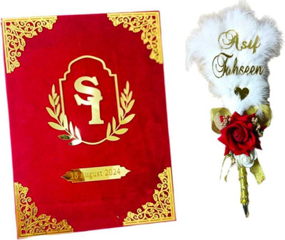Raj Gifts Velvet Nikah Nama(Set Of 1, Red)
