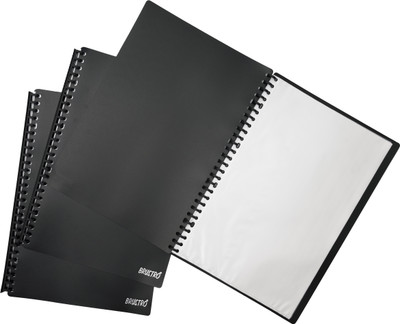 BRuSTRO A4 Folio FC Size Display Book, Paper Organizer(Set Of 3, Black)